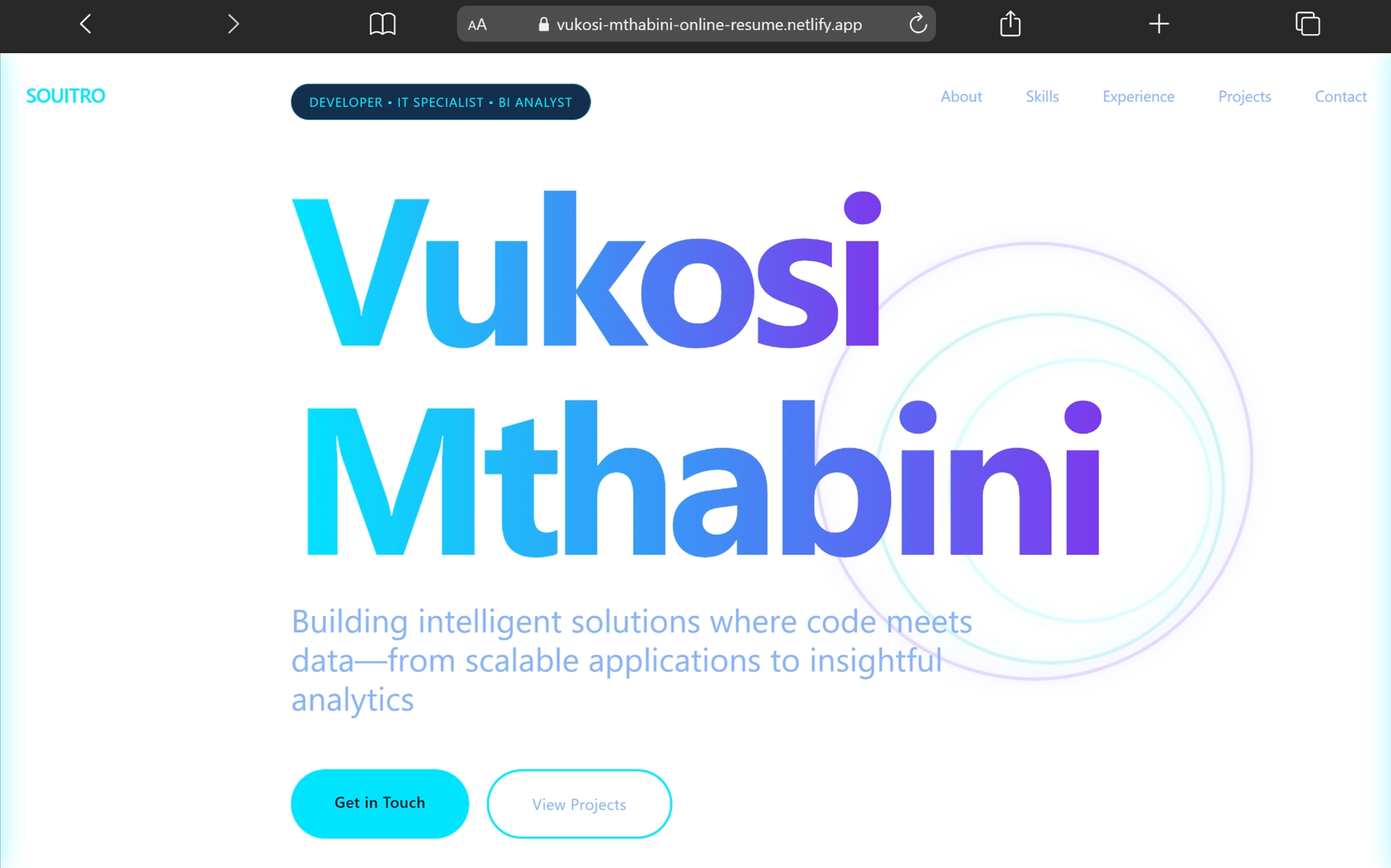 Achievements & Skills - Online Resume - Souitro project